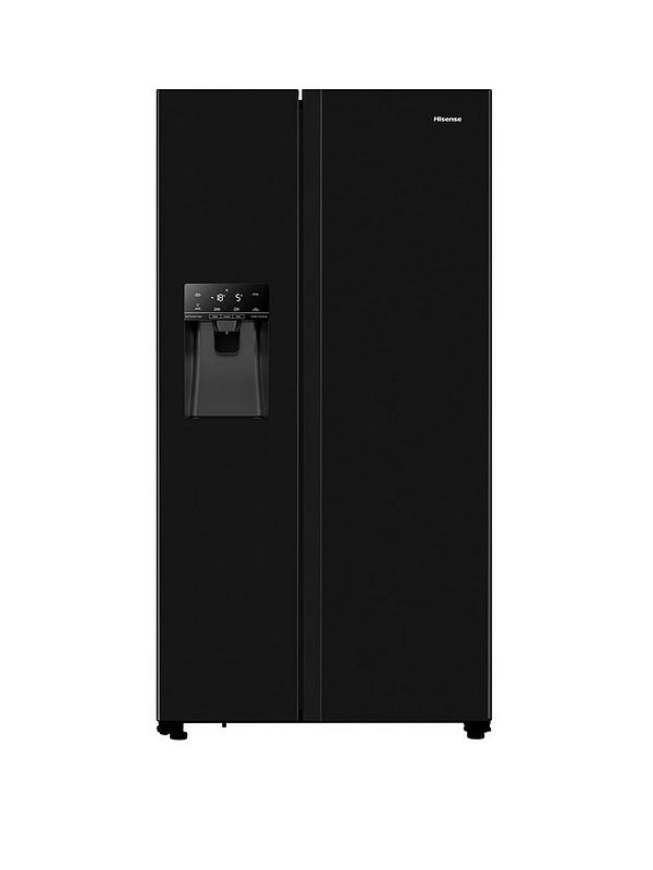 Hisense RS694N4TBE 90cm Wide Side by Side, Non-Plumbed Water and Ice, American Fridge Freezer - Black